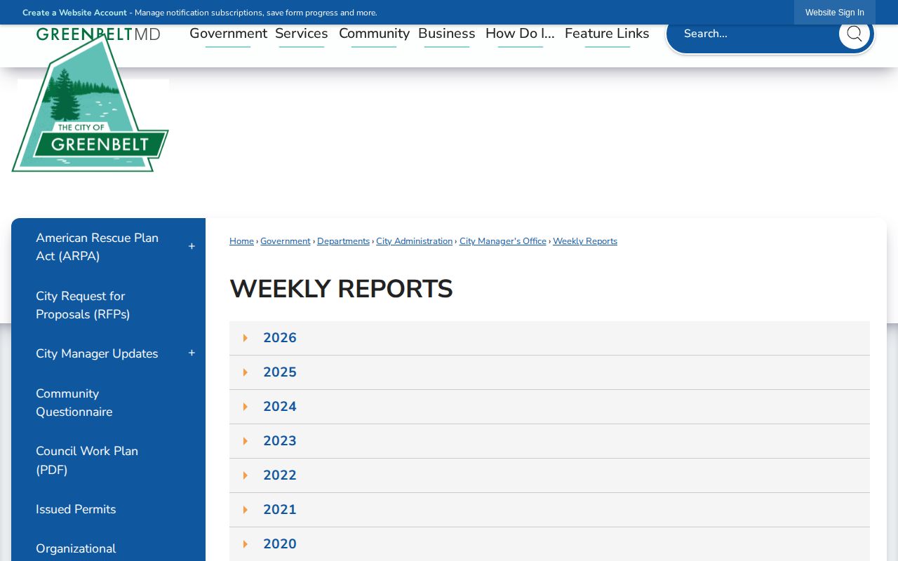 Greenbelt Police weekly reports archive